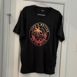 Women or men Old Navy Gray Short-Sleeve Tee with Sunset Beach Graphic